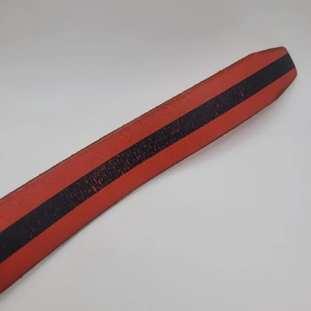 Gap Belt XS Red Black Leather Striped Punk Preppy Color Block Contrast Statement